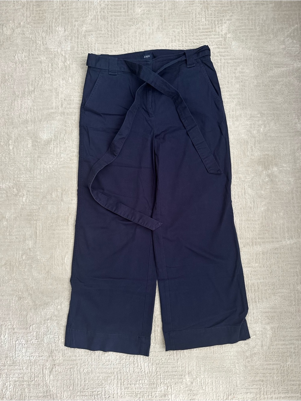 NWT J.Crew Navy Tie-Waist Wide-Leg Chino Pants Petite 10